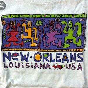 Vintage Tee Anvil New Orleans Looziana Big Hed Designs Mardi Gras Youth Medium